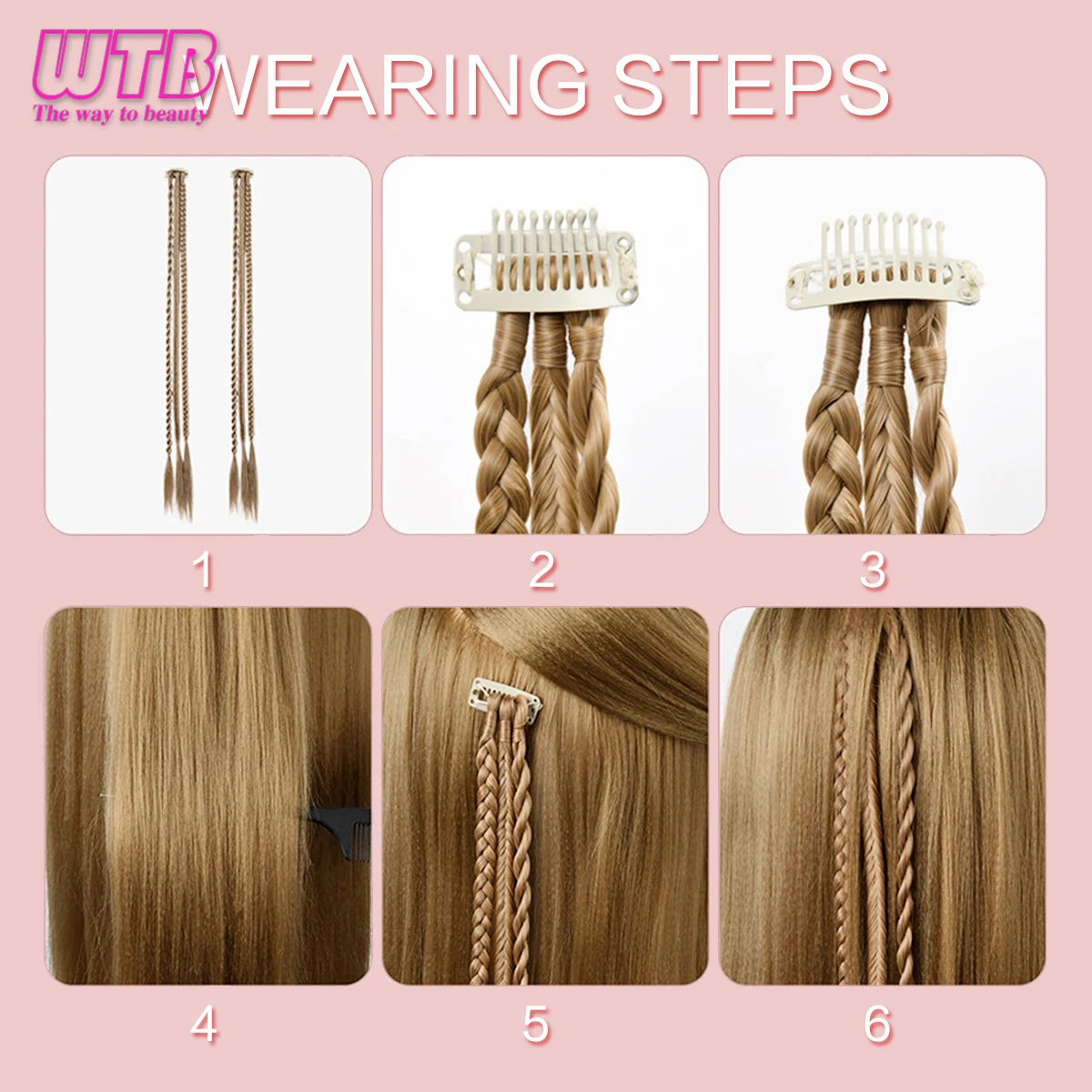 1 Piece/pack 22 Inch Clip On 3 Braid One Piece Synthetic Fiber Hair Extension Women Daily Party Wear Clip Extension Blonde Hairp