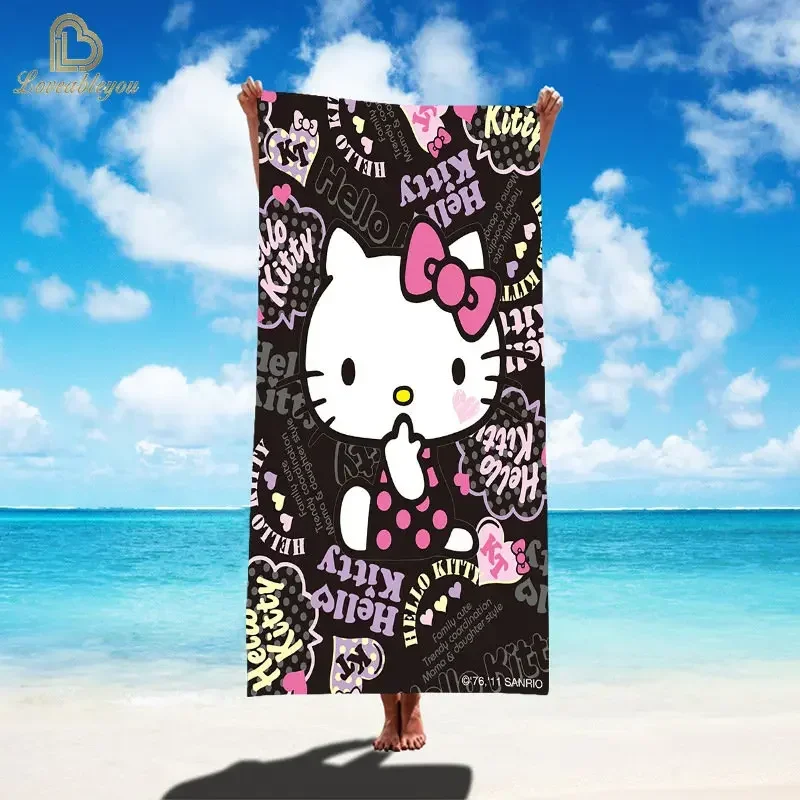 Hello Kt Beach Towels Fashion Lady Girls Anime Kt Cat Quick Dry Microfiber Bath Towel for Spa Bath Gift