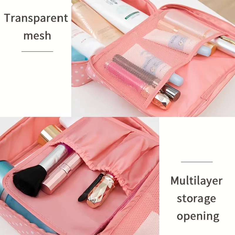 Portable Travel Makeup Bag Waterproof Multi Compartment Multifunctional Cosmetic Make Up Toiletry Organizer for Women and Girls