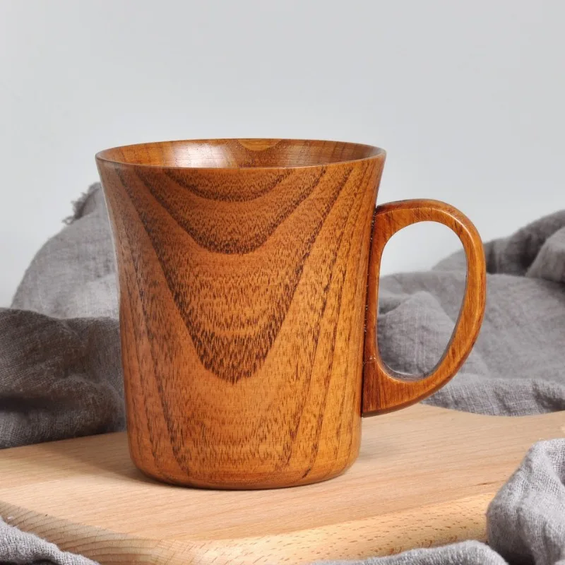 Japanese Style Solid Wood Water Cup Jujube Wood Mug Handle New Arrival Office Drinking Cup Handmade Wooden Coffee Mug Daily Use