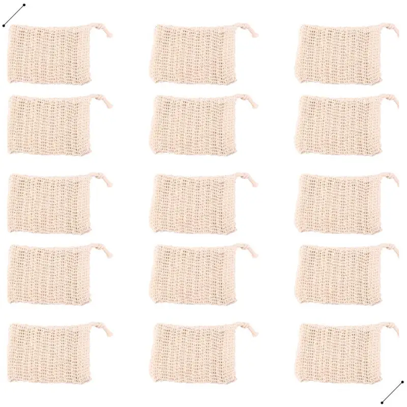 15 Packs Of Soap To Exfoliate Natural Flax Soap Bag