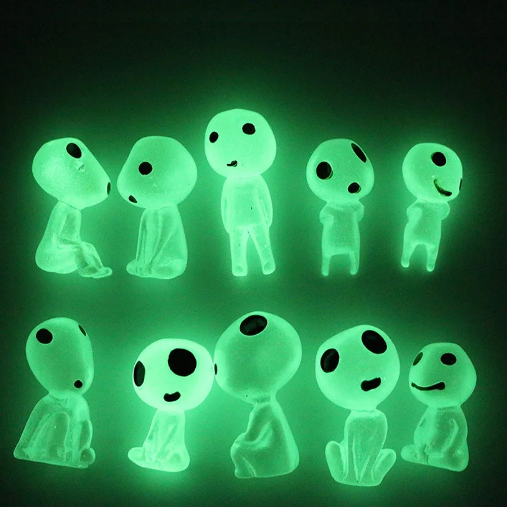 

10pcs Luminous Elves Mini Figures Fish Tank Decor Kodama Glow in The Dark Figures Garden Micro Flower Potted Landscape Ornament