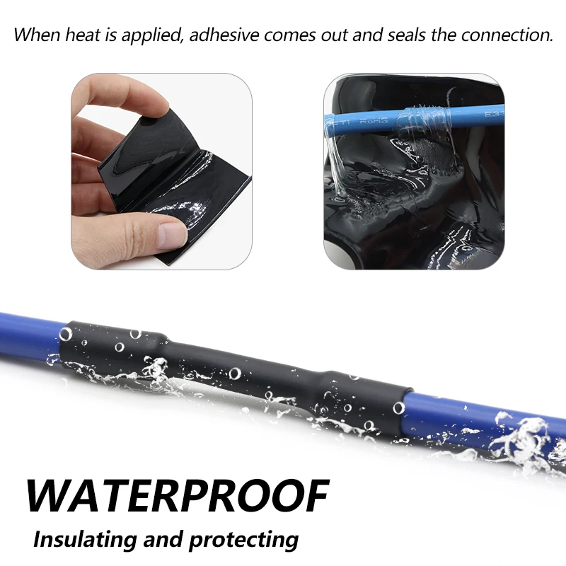 1.6/2.4/3.2/4.8/6.4/7.9/9.5/12.7/15.4/19.1/25.4/30/39/50mm 3:1 Heat Shrink Tube With Double Wall Glue Adhesive Lined Sleeve Wrap