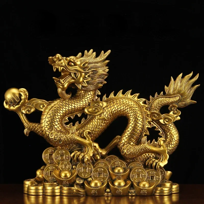 Five-clawed Dragon Copper Color Ornaments Attract Wealth Boss Office Living Room Crafts Zodiac Mascot