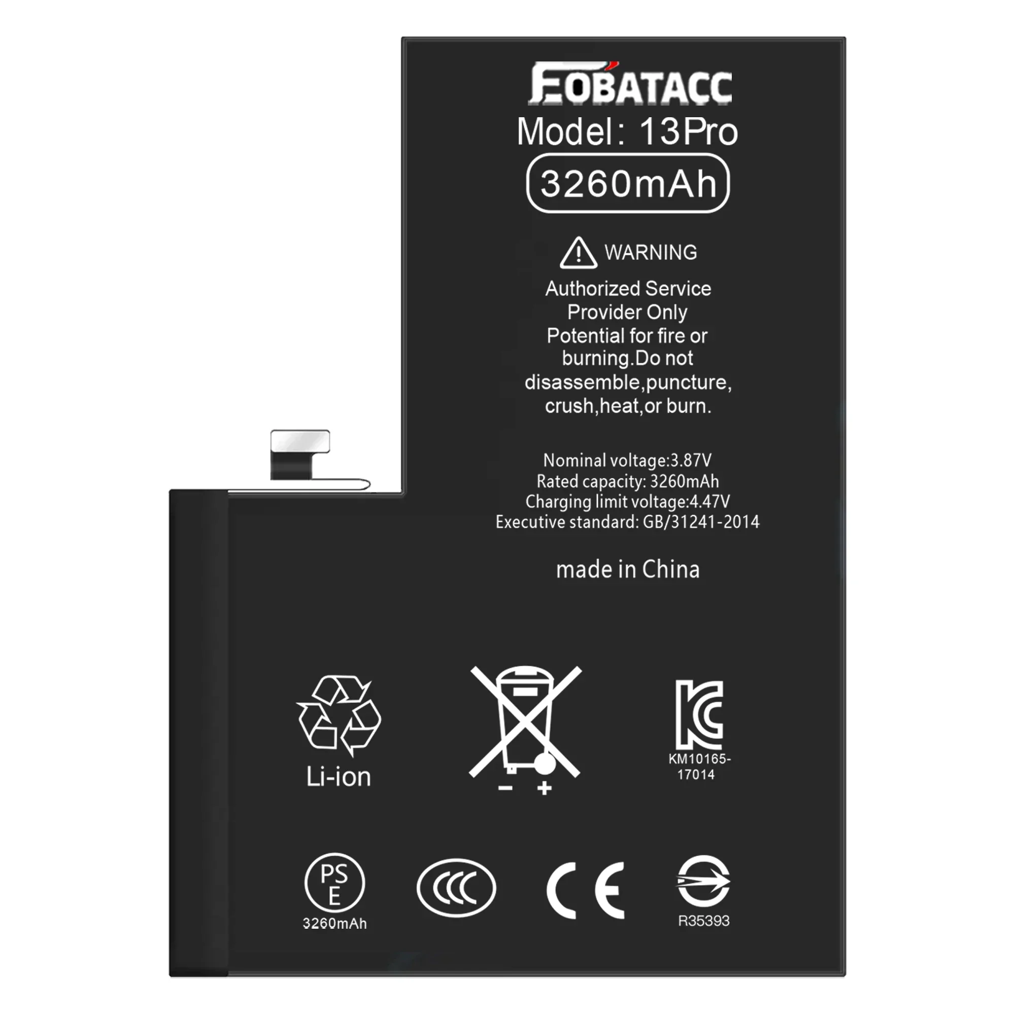 

2025 лет EOBATACC Высокое качество 100% новый аккумулятор для телефона APPle 13 Pro 3260 мАч + инструменты