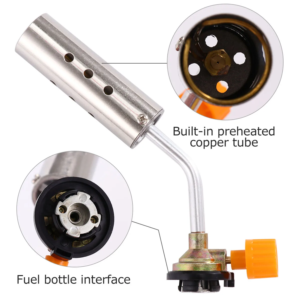 

Butane Gas Torch Adjustable Flame 360-Degree Spray Wind Resistant For Camping Bbq Soldering Welding Brazing Tool Kitchen