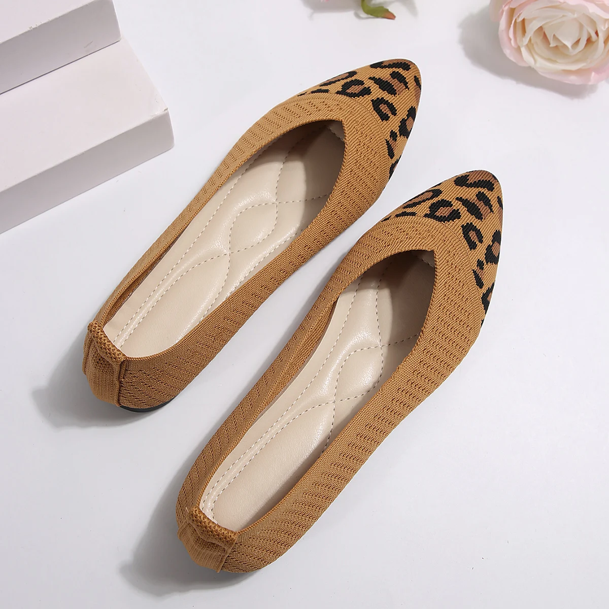 Pointed Toe Flats Womens Shoes Comfort Womans Shoes Fashions 2024 Leopard Shoes Zapato Mujer Casual Sapatos Feminino Zapatillas