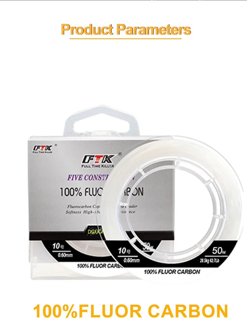 NGB Angelschnur 50M 100% Fluorocarbon Angelschnüre 5,5-62,7LB Kohlefaser-Vorfachschnur Fliegenschnur Schnell Sinkende Karpfenschnur – Detail 4