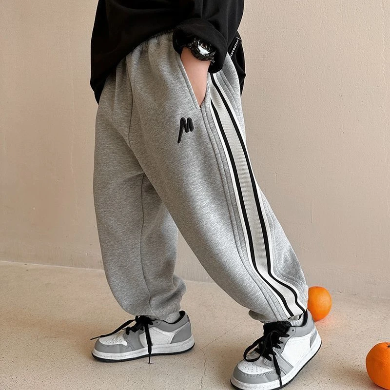 

Autumn Kid Casual Letter Sweatpant Boy Ankle Length Sporty Trousers 3+y Young Child Clothes Spring Thin Elastic Waist Harem Pant