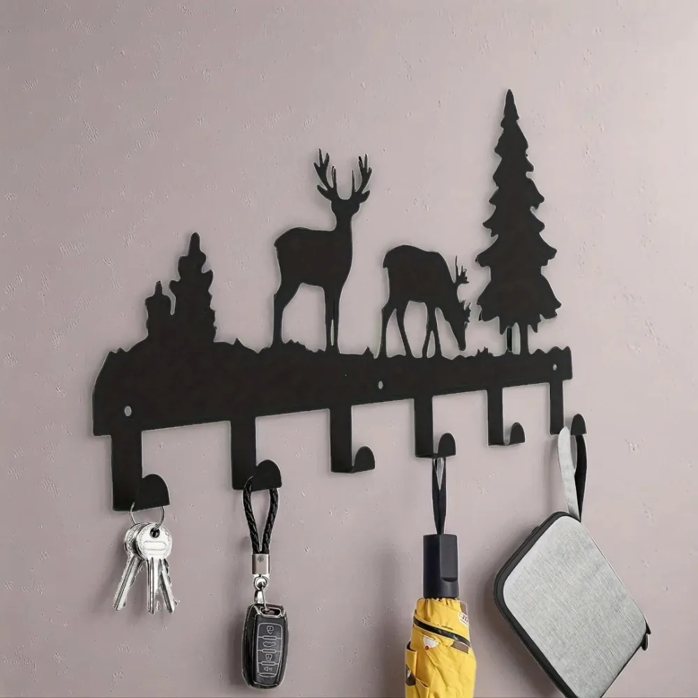 Einfache Wandskulpturen aus schwarzem Metall – robuste, rostfreie, wasserdichte Wandhalterung mit mattem Finish für Mäntel, Hüte, Taschen, Handtücher