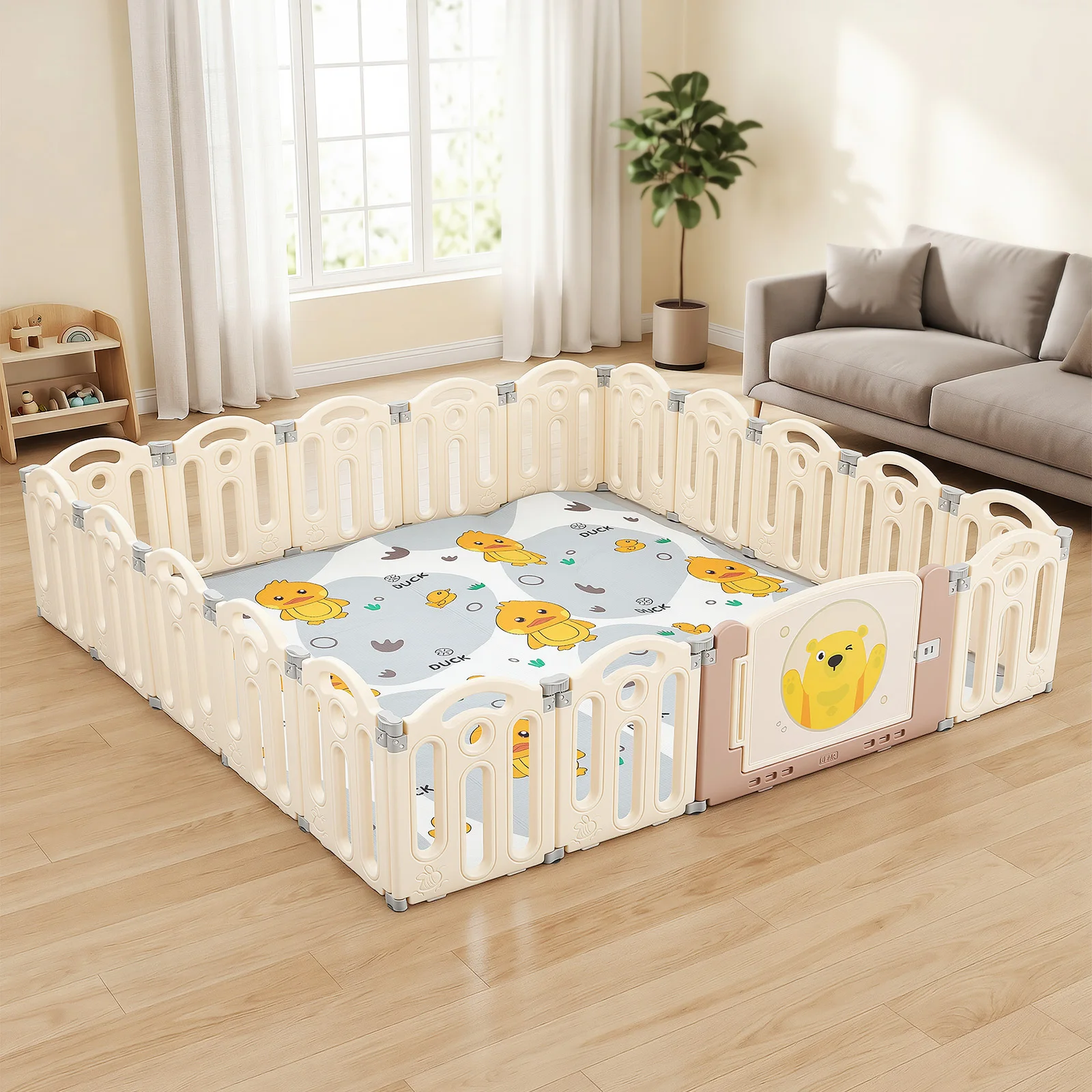 Bebê 200 × 200 Grade de corrida Bebê com porta Ocean Balls Centro de atividades de segurança interna ou externa ajustável