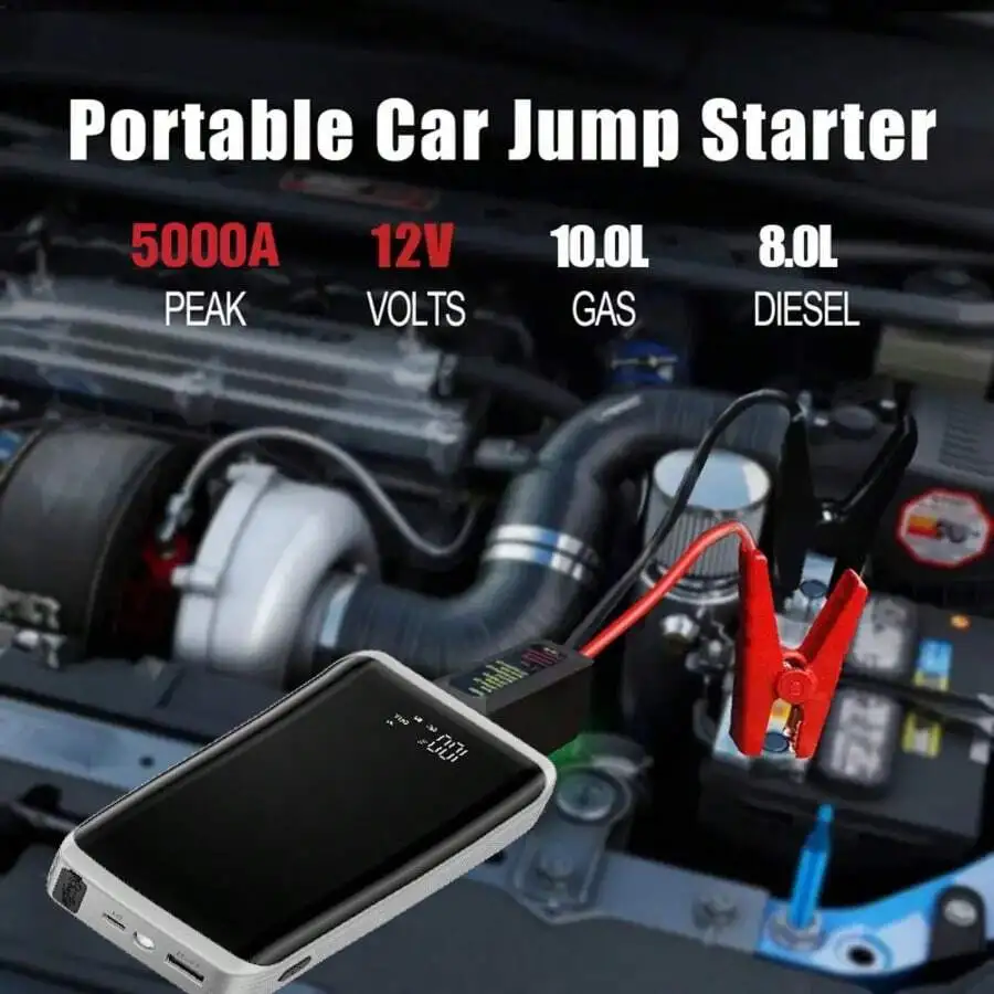 5000A Peak Integrated Heavy-Duty Emergency Jump Starter Features A USB Port, LED Flashlight, And 12V Lithium-Ion Fast Charging.