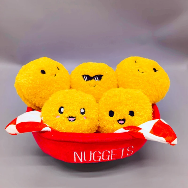 22cm A Pot Of Fried Chicken Nuggets Plush Toy Gourmet Plush Toys Fried Chicken Shop Plush Props, Surrounding Souvenir Gift