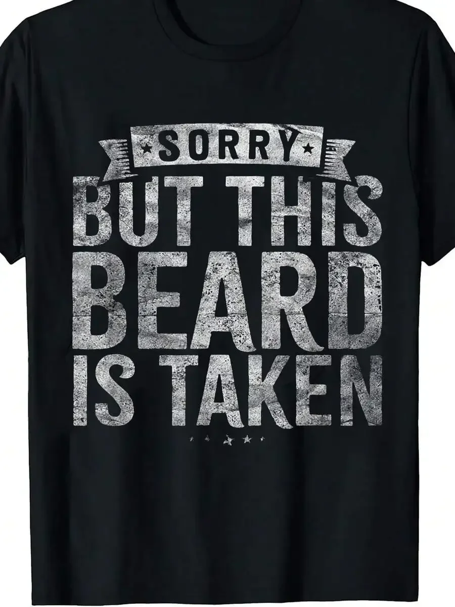 Men's Beard Taken Print Black TShirt, Crew Neck, Casual Cotton Tee Medium Stretch Knit Fabric, Regular Fit For Female Ladies For