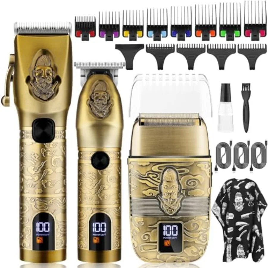 Professional Hair Clippers for Men T-Blade Trimmer Electric Shavers Razor Set Cordless Beard Trimmer for Men Barber Clippers fo