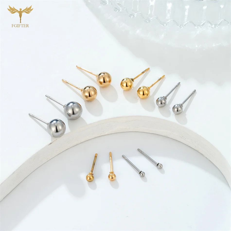 12 Pairs 2-7mm Mixed Size Solid Ball Earrings Set Women Men Stainless Steel Piercing Jewelry Minimalist Big Small Globe Ear Stud