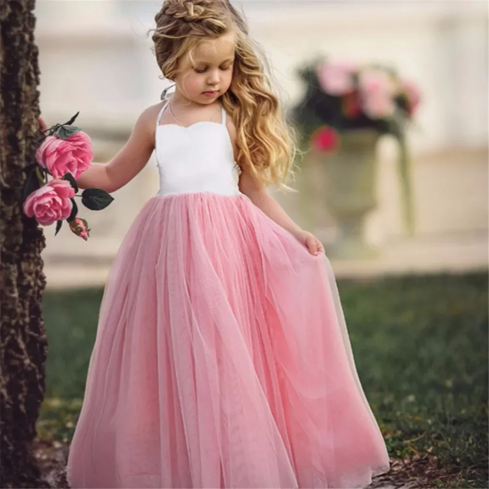 Vestido de baile elegante con volantes, Vestidos de flores para niña, Vestidos de princesa de cristal para bodas, fiesta, desfile, Vestidos hechos a medida