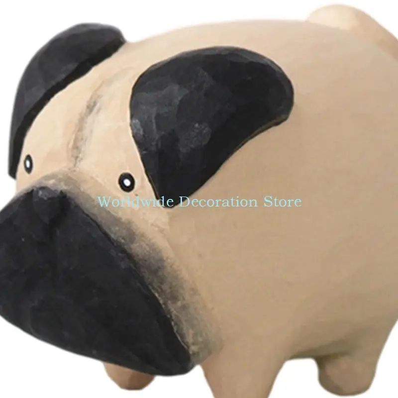 Q39B Basswood Animal Figurine Wolf Decorative Gift for Animal Birthday Christmas Table Shelf Decoration