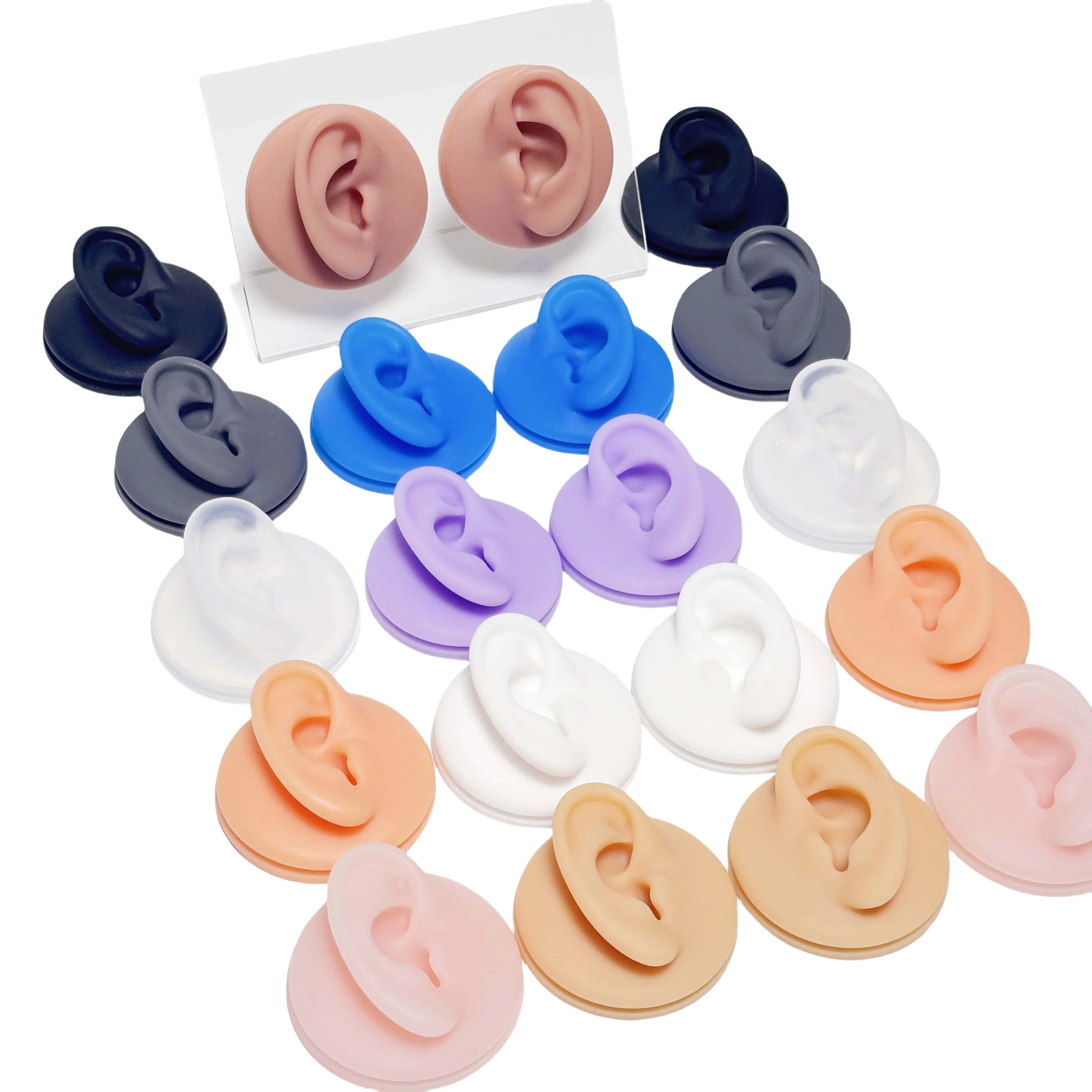 24hour deliver Soft Silicone Ear Model Tattoo Practice Jewelry Display Piercing Tools Earring Ear Stud Display Acrylic Stand Kit
