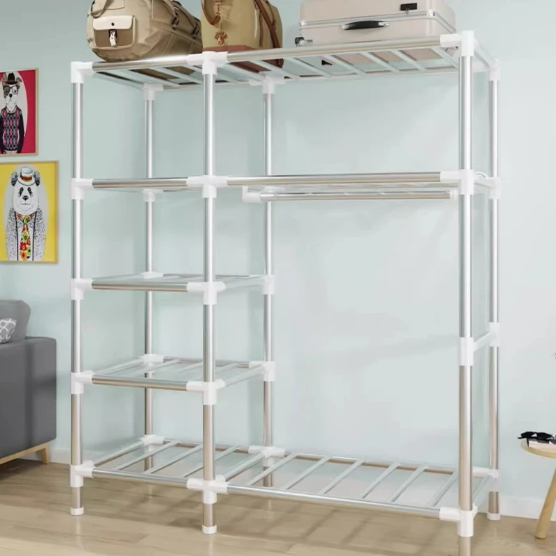 ‌Portable Fabric Closet, Multi-Tier Steel Wardrobe, Rust-Resistant Compact Cabinet Waterproof Storage Organizer with Multi-Color