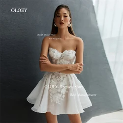 OLOEY 2024 Exquisite Ivory Appliques Wedding Dress Corset Sweetheart Above Knee A Line Tulle Bridal Gown Custom Made Photoshoot