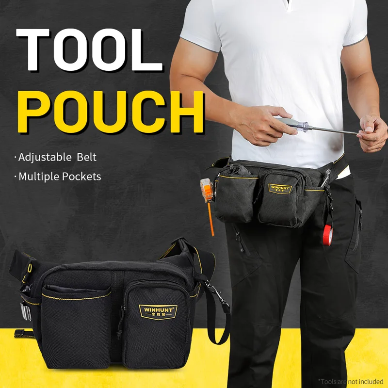 1pc Thickened Electrician Tool Waist Bag, Multifunctional Oxford Cloth Wideband Maintenance Tool Bag