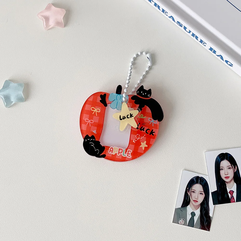 Photo Frame Keychain Simple Photocard Case Keychain 1 Inch Photo Organizer Lightweight Pendant Keychain For Keys Student Use Bag