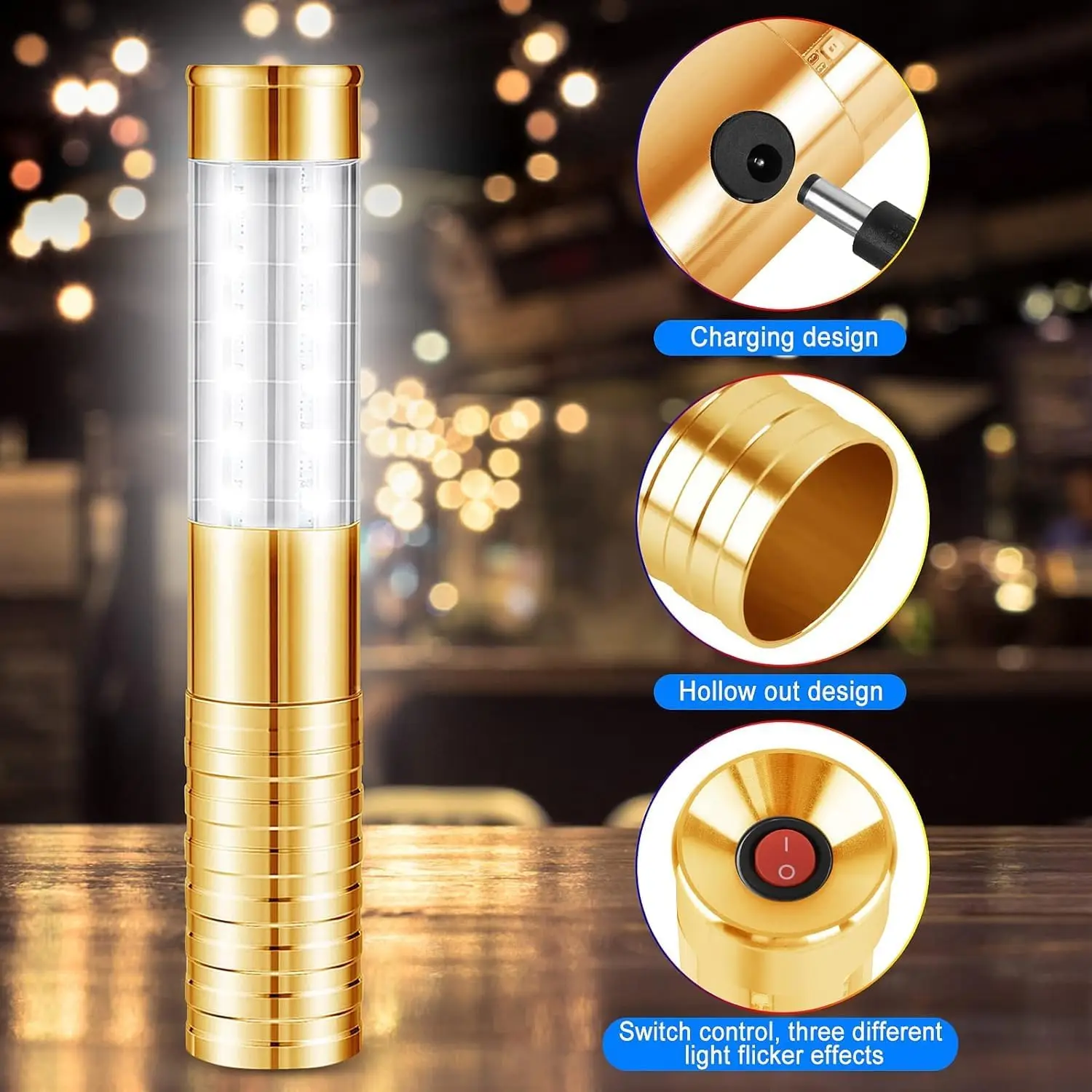 4 قطعة LED ستروب باتون زجاجة نبيذ الشمبانيا خدمة أضواء سباركلرز لملهى ليلي حفل زفاف الحفل الحدث في الهواء الطلق