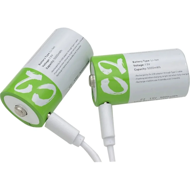 1,5V 5000mWh LR14 C-Zellen wiederaufladbare Lithium-Ionen-Batterie mit Typ-C USB-Ladefunktion für Taschenlampen, Gaskocher, Laternen, Spielzeug und Haushaltsgeräte