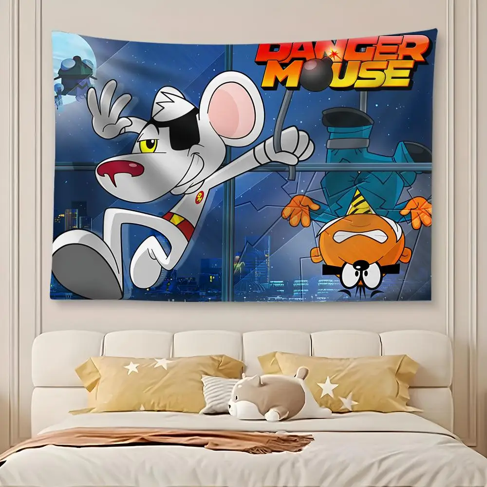 Anime D-Danger Mouse Tapestry Art Decor Banner Microfiber Backdrop for Bedroom Living Room Bar Garden Party