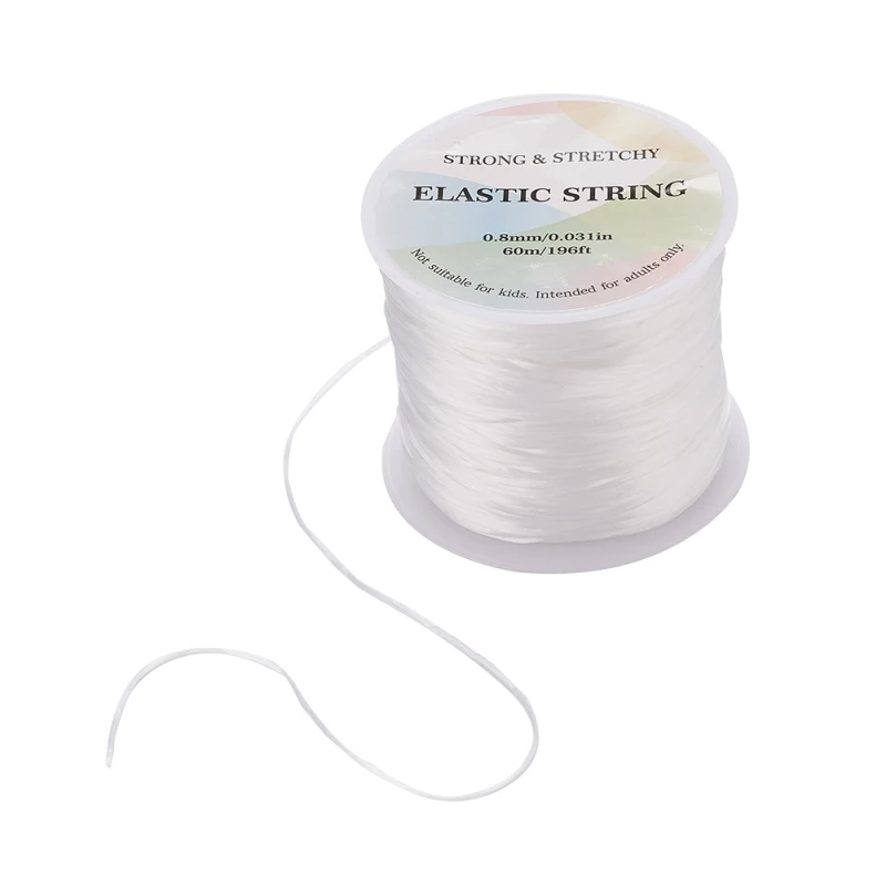 65.61 yards(60m)/roll Flat Elastic Crystal String Elastic Beading Thread for Stretch Bracelet Making White 0.8mm