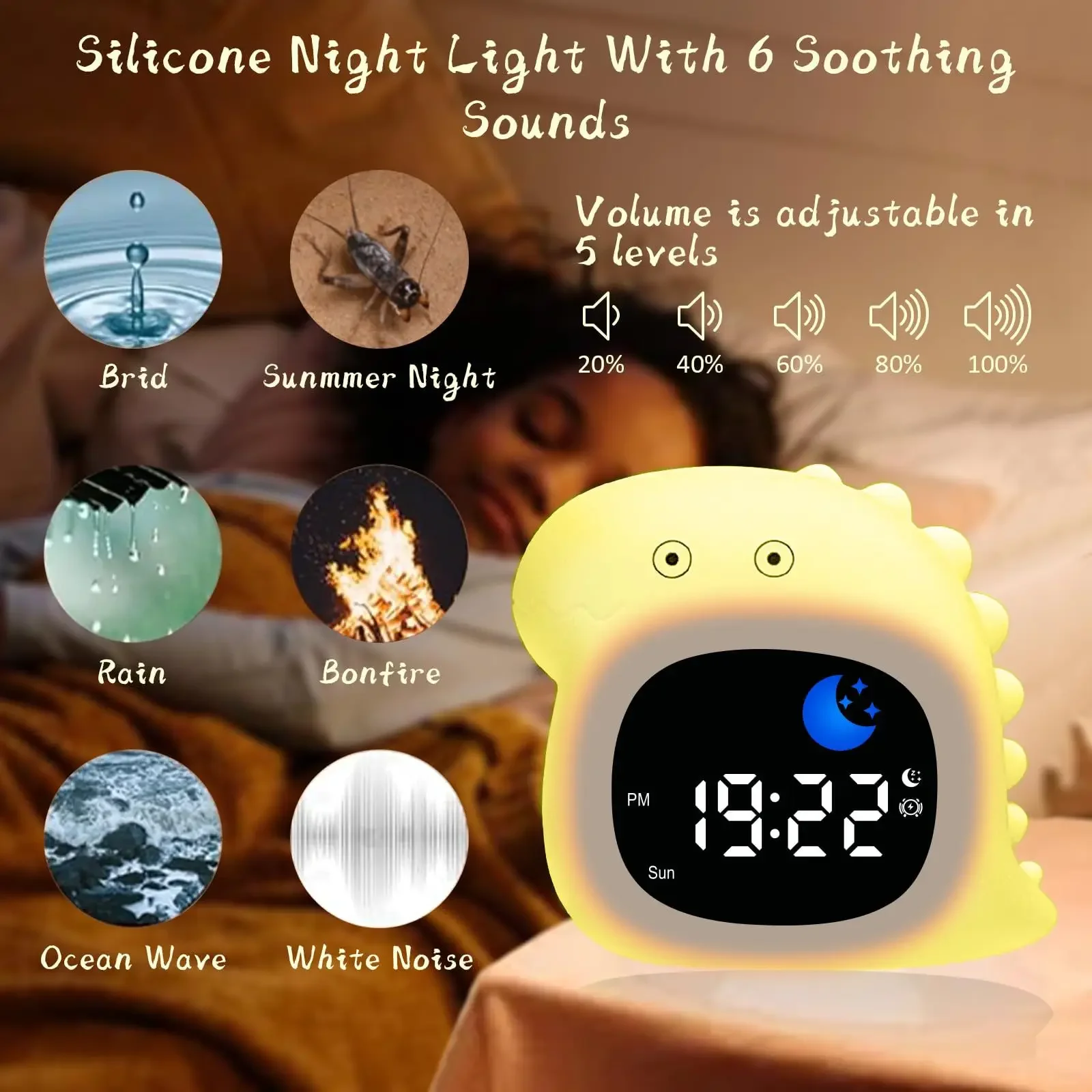 

Cute Kids Alarm Clock & Toddler Sleep Trainer Touch-activated Night Light With Color Change, Gentle Wake-up For Nursery Bed