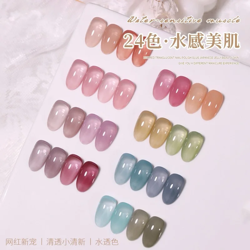 

VendeeniNew Design Nail Art Fruit Ice Through Style Gel Uv Polish 24colors Set with Three Layer Different Effect Jelly Gel Poli