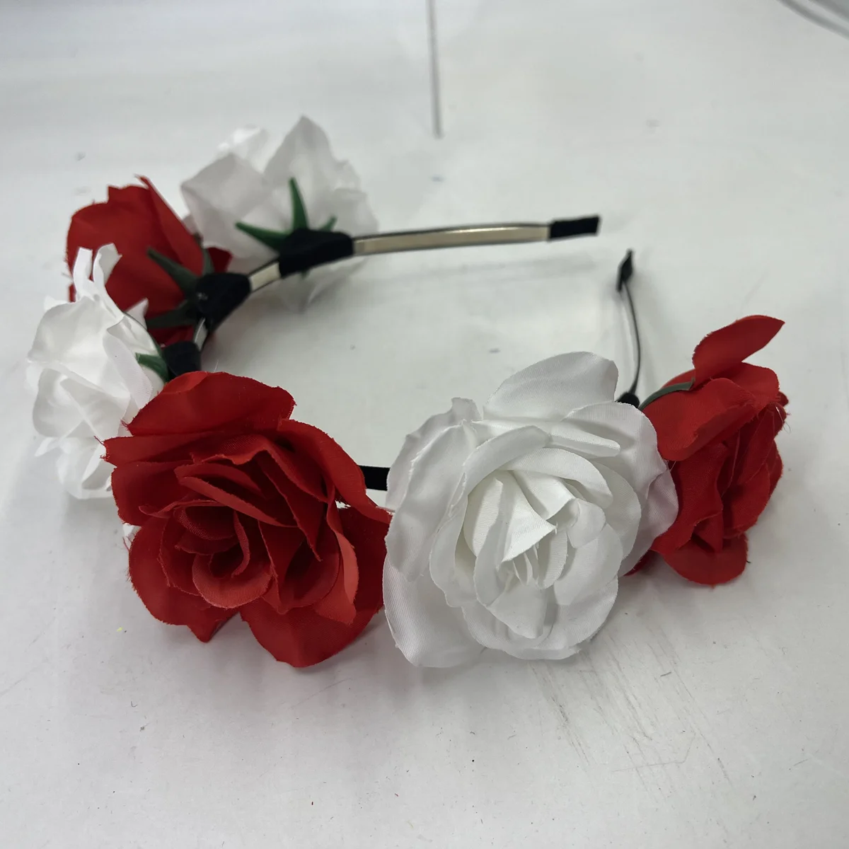 1pc Bridal Rose Flowers Head Hoop Crown Headband Wedding Headpiece Hair Band Accessories Artificial Wreaths Garland