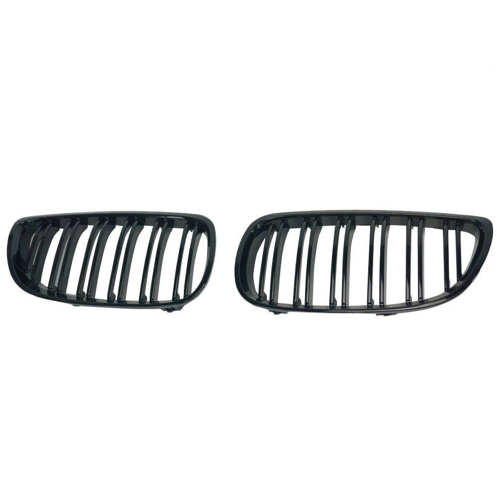 ABS Gloss Black Dual Line Slat Grill Front Replacement Kidney Grill for 3 Series E92 E93 2006-2009 Left and Right Car Style