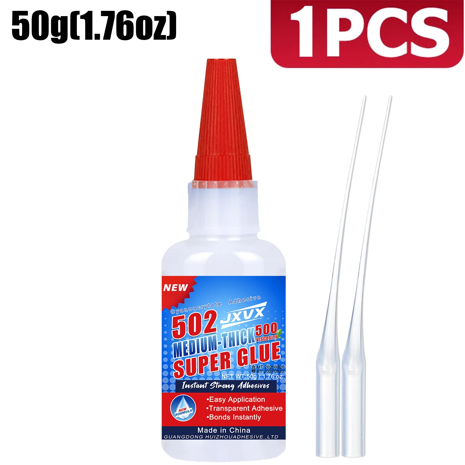 50 g Professional 502 Superlijm Extra sterke sneldrogende cyanoacrylaatlijm voor hardware, kunststof, metaal, auto's, hout, glas, hobby's, secondenlijm met waterdichte distributie.