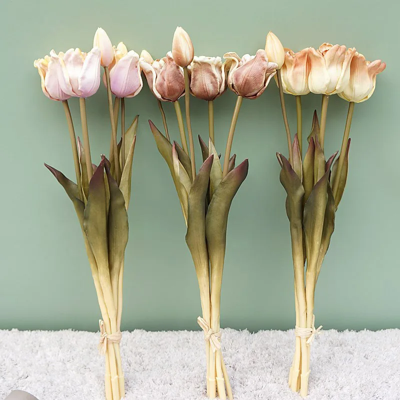 Tulipani barocchi in silicone speciale con tocco reale fiori artificiali di lusso decorazione domestica fotografia di nozze fiori decorativi