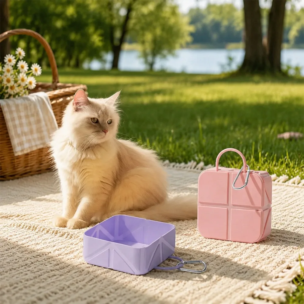 Silicone Collapsible Pet Travel Bowl Portable Dog Cat Food Water Bowl Foldable Feeding Dish for Camping Hiking Outdoor Use