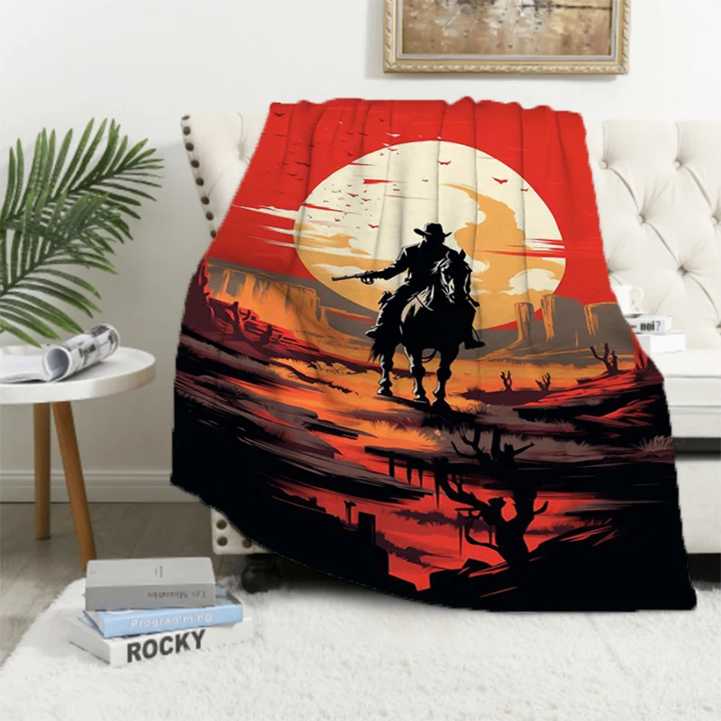 

Classic Room Red Dead Redemption 2 Cute Blanket Sofa Blankets Microfiber Bedding Knee Fleece Fluffy Soft Decorative Thick Custom