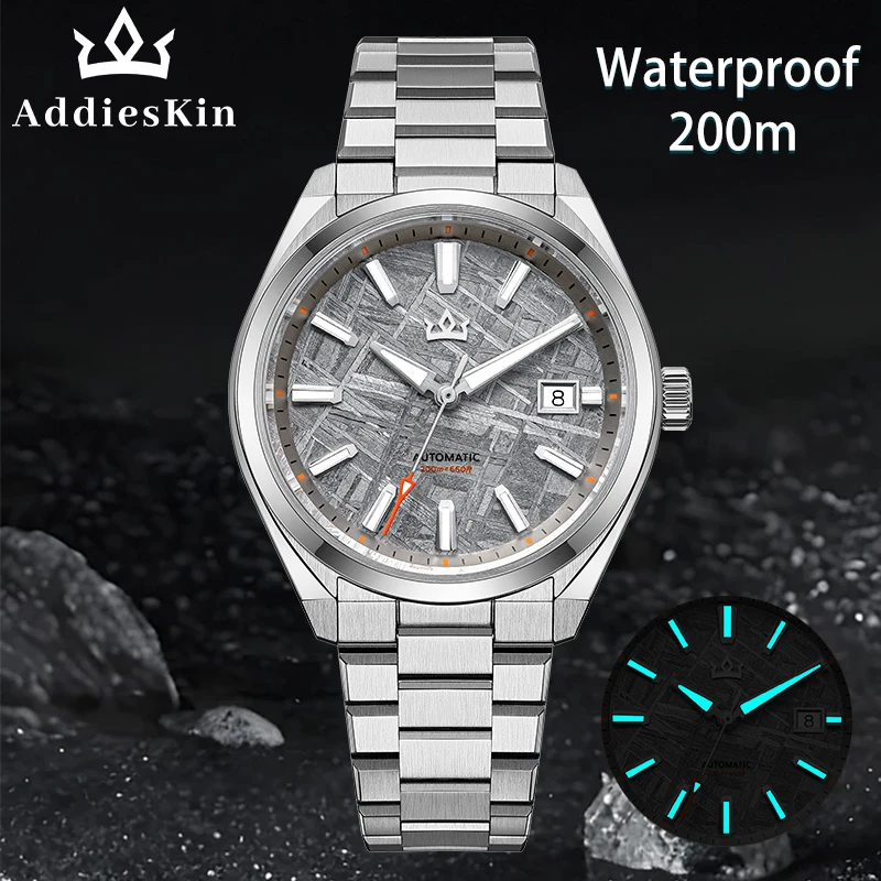 ADDIESKIN Mens Luxury Sports Watch 40mm Case ST2130 Automatic Movement Meteorite Dial Sapphire Crystal 200M Waterproof Watch