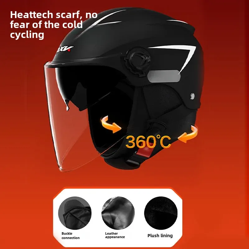 3C Certified Electric Motorcycle Helmet Unisex Warm Winter Cool Summer Four Seasons Universal Detachable Neck Protection