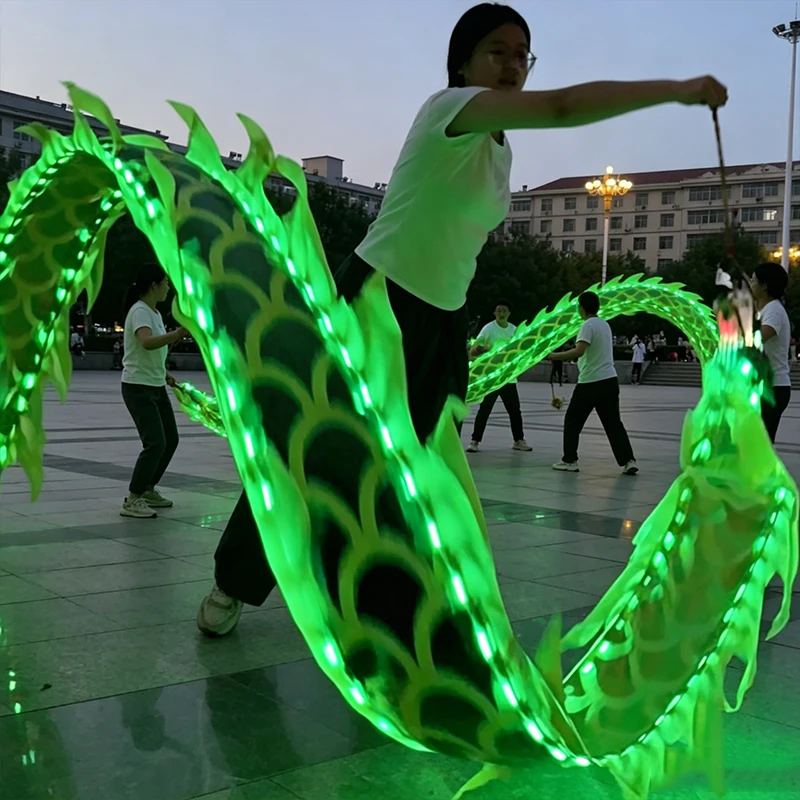 5/6/8/10 Meter LED Drachentanz-Poi 3D Drachenband Streamer Outdoor Fitness Bühnenaufführung Requisiten Chinesisches Neujahr Zubehör