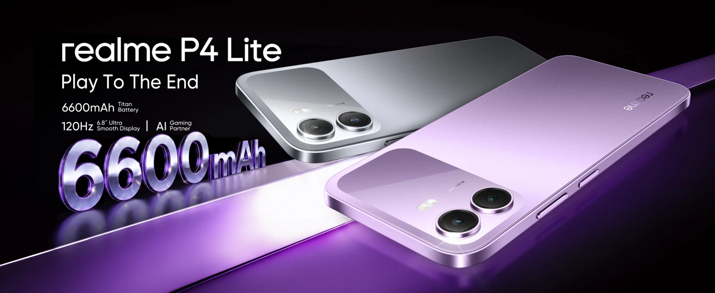 realme P4 Lite Smartphone NFC 6600mAh Battery 6.8" 120Hz LCD Display IP64 8MP Camera ,15W Charge Not Included