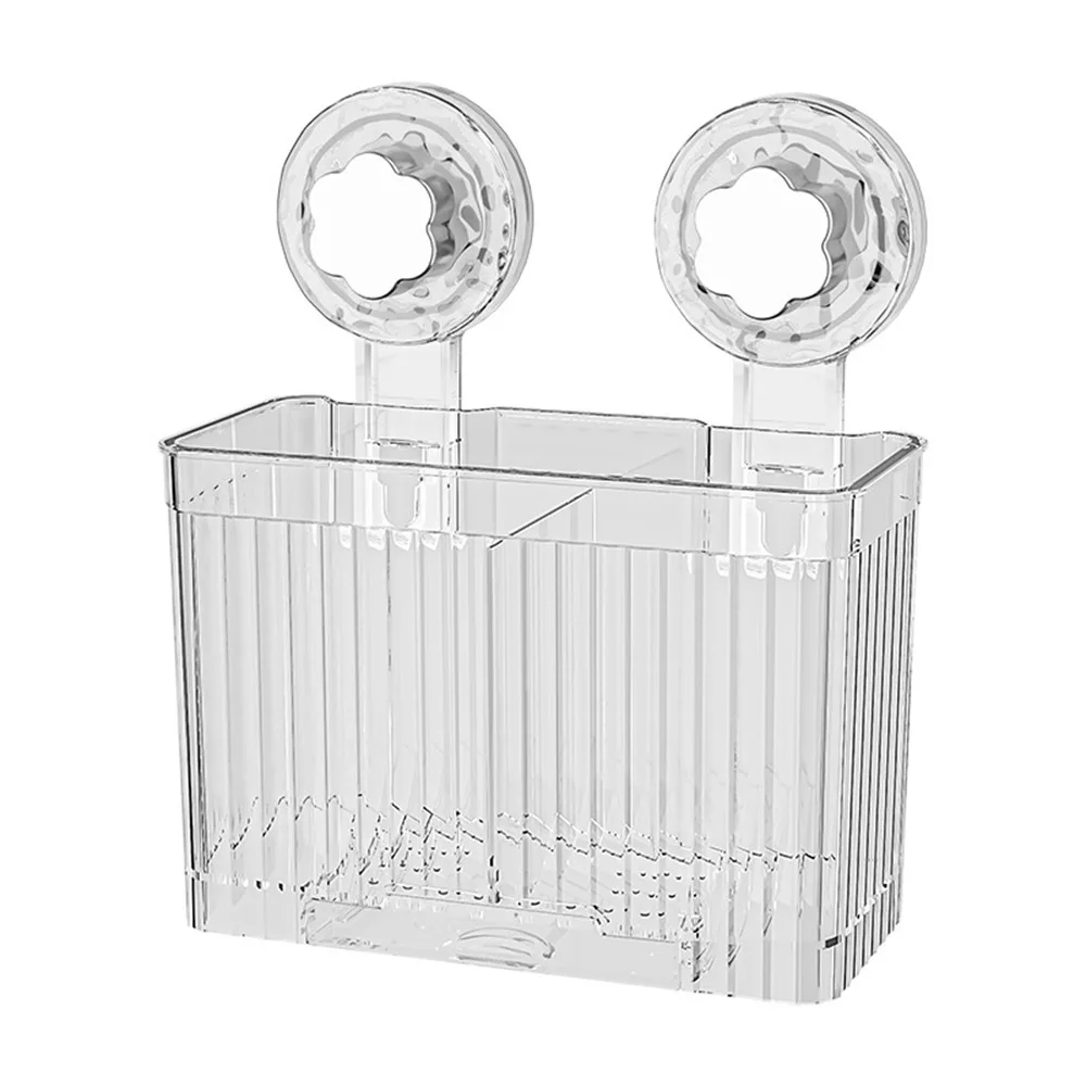 

Plastic Suction Cup Chopstick Holder Reusable Space Saving Chopsticks Spoon Organizer Wall Mounted with Drain Tray