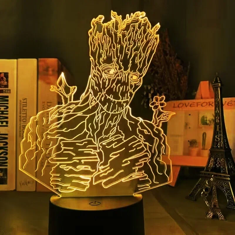 Veilleuse Marvel Avengers Groot pour enfants, figurine d'action, lampe de table Disney, Groot Tree Man, modèle acrylique, jouets animés, cadeaux de Noël