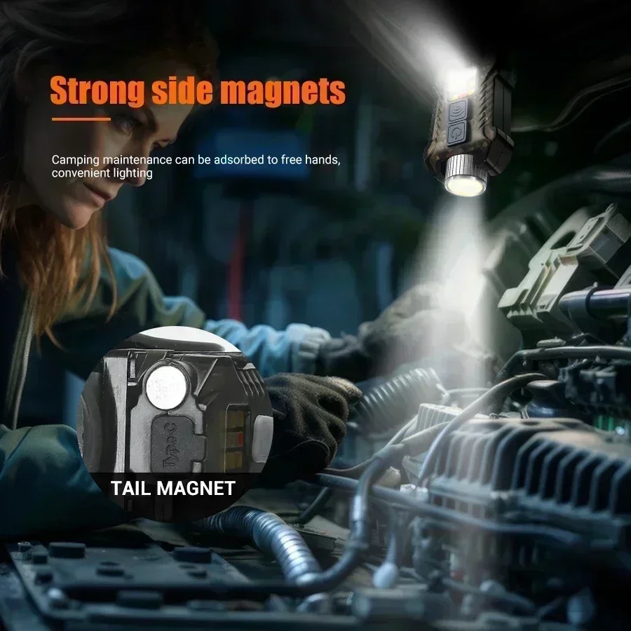 COB LED Sensor Induction Headlamp Detachable Zoomable Headlight Rechargable Head Torch Fishing Camping Lantern with Side Light