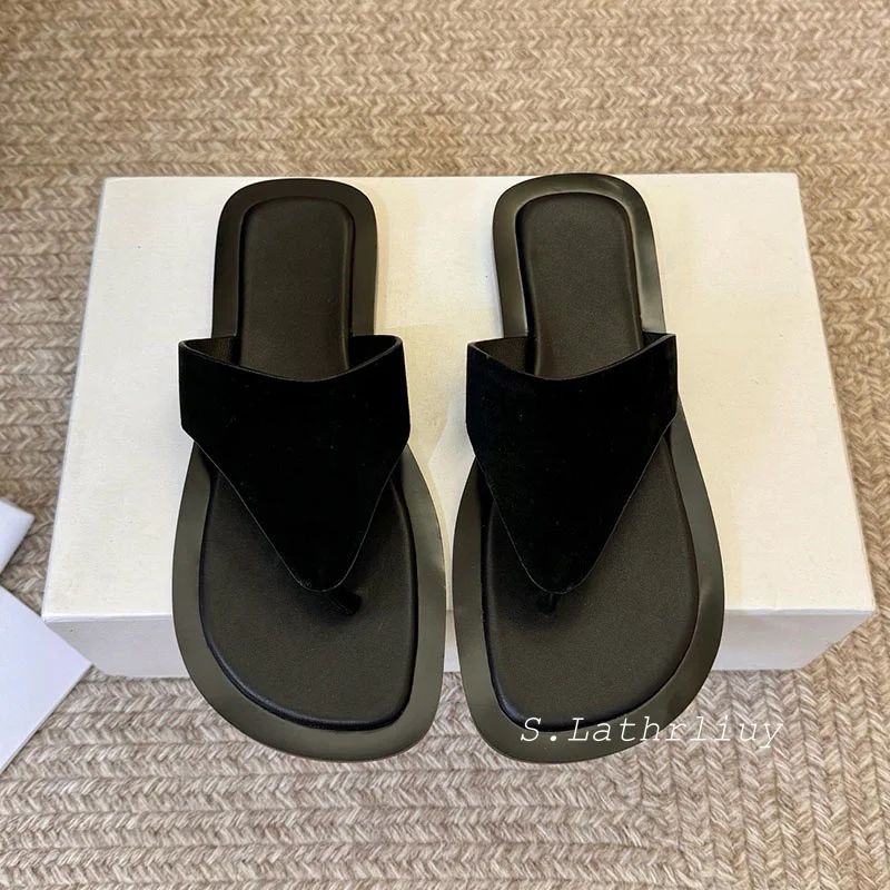 Summer 2026 suede solid-color slippers women's simple and versatile Roman sandals outdoor vacation leisure flat beach shoes