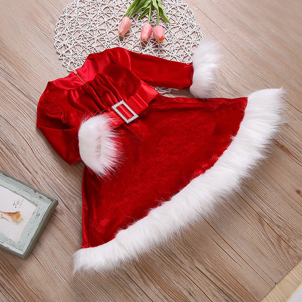 

Princess Dress For Kids Christmas Long-Sleeve Party Wear Festival Outfit Little Girls Xmas Costume Comfortable