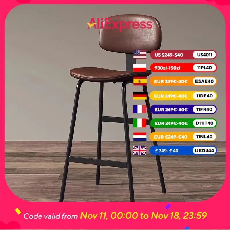 

Industrial Style Cushions Bar Stools Brown Metal Minimalist Home Kitchen Bar Stools High Modern Sillas De Comedor Furniture