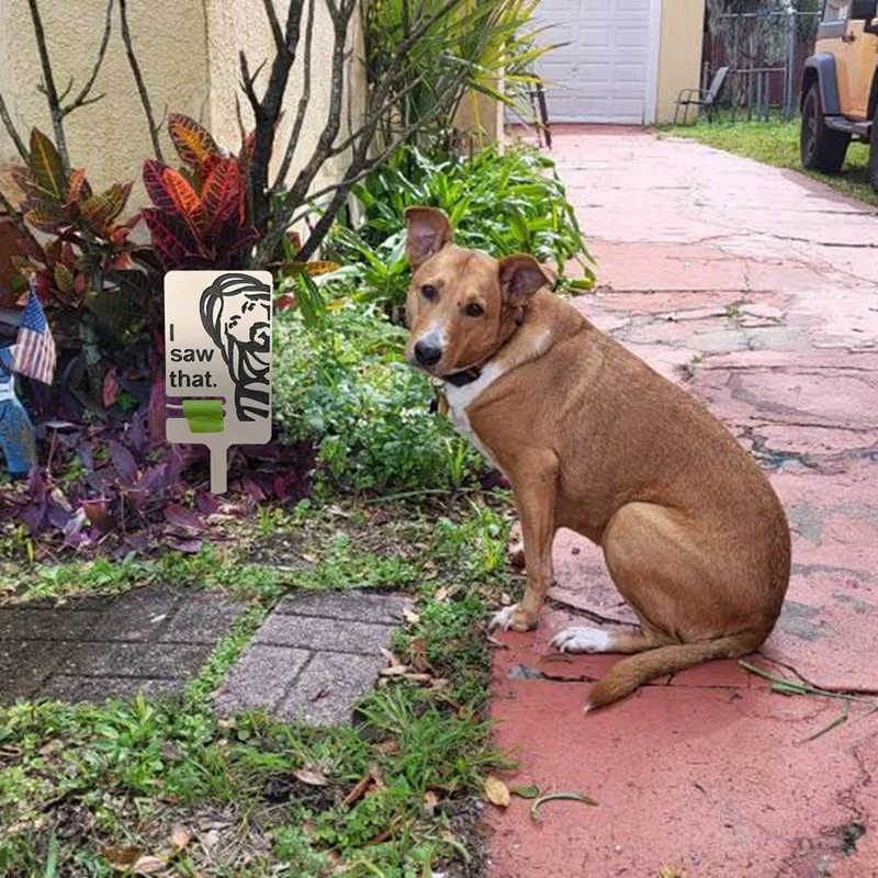 Dog Poop Sign With Bag Holder, Dog Lawn Sign, Please Clean Up After Your Pet Durable